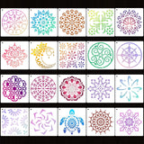 20 Pcs 4x4'' Mandala Stencils for Painting on Wood, Floor, Wall, Tile Fabric, Reusable Furniture Stencils Painting Template Mandala Template for DIY Rock Art Projects Decoration Yazhiji