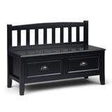 SIMPLIHOME Burlington SOLID WOOD 42 Inch Wide Entryway Storage Bench with 2 Drawers, Multifunctional Transitional in Black SIMPLIHOME