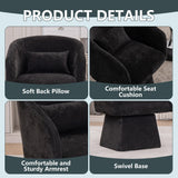 IHDKO 34" Swivel Barrel Chairs Set of 2, Modern Swivel Accent Chair with 360° Rotation Design, Ergonomics Design, Chenille Small Armchair with Backrest for Living Room, Bedroom, Reception Room, Black IHDKO