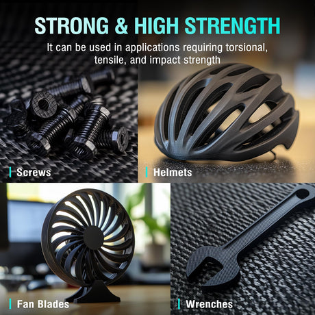 SUNLU 1KG PA6-CF 3D Filament 1.75mm, Heat Deflection Temperature up to 209°C, Made of 80% PA Nylon and 20% Carbon Fibers, Stiff & Strong & Heat Resistant, for Industrial Parts, Frosted Texture, Black SUNLU