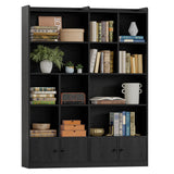 IRONCK Bookshelves and Bookcase, 6 Tiers Large Bookshelf with 4 Doors, Floor Standing Tall Display Storage Shelves for Home Office, Living Room, Bedroom, Black IRONCK