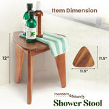 HOLANA 12" Corner Shower Foot Rest - Wooden Showers Stool Seat for Shaving Legs - Small Corner Shower Benches for Inside Shower - Waterproof Bath Step Stools Bench for Bathroom (Acacia Wood) HOLANA