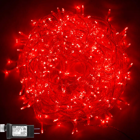 Vicila 500 LED Christmas Light Red, Indoor String Light Plug in Twinkling Hanging Tree Lights Fairy Light for Party, Bar, Bedroom, Outdoor Xmas Tree Decor-173.9ft(Red) Vicila