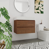 30 inch Bathroom Vanity with Sink, Modern Single Sink Bathroom Vanity, 30" Floating Vanity Bathroom Wall Mounted Bathroom Vanity Cabinet with Soft Close Drawers & Thick Edge Resin Sink, Brown Oak Minheola