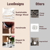 Large Candle Holders for Pillar Candles - Rustic Farmhouse Style Home Decor - Perfect for Table Centerpieces, Coffee Table or Fireplace Mantel - 3 Piece Set - White Luxe Designs