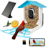 64GB Bird Feeder with Camera, 2K 3MP HD Camera Bird Feeder, AI Identify +10,000 Bird Species, Solar Powered Face Sun, Live Video & Playback on Phone & Tablet, Smart Wild Bird Watching Gifts Kadymay
