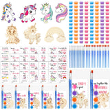 Leinuosen 28 Sets Unicorn Party Favors Wood Painting Craft Kits with Art Supplies and Inspirational Cards Thank You for Coming Gifts for Summer Birthday Party Goodie Bag DIY Prizes Leinuosen