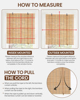 Erfolkerz 35" Wx72 H Bamboo Blinds Roller Shades for Indoor Windows, Blackout Bamboo Curtain Roll Up wiht Cord, Privacy Roman Shade for Interior/Exterior Windows, Mounting Hardware Included Erfolkerz