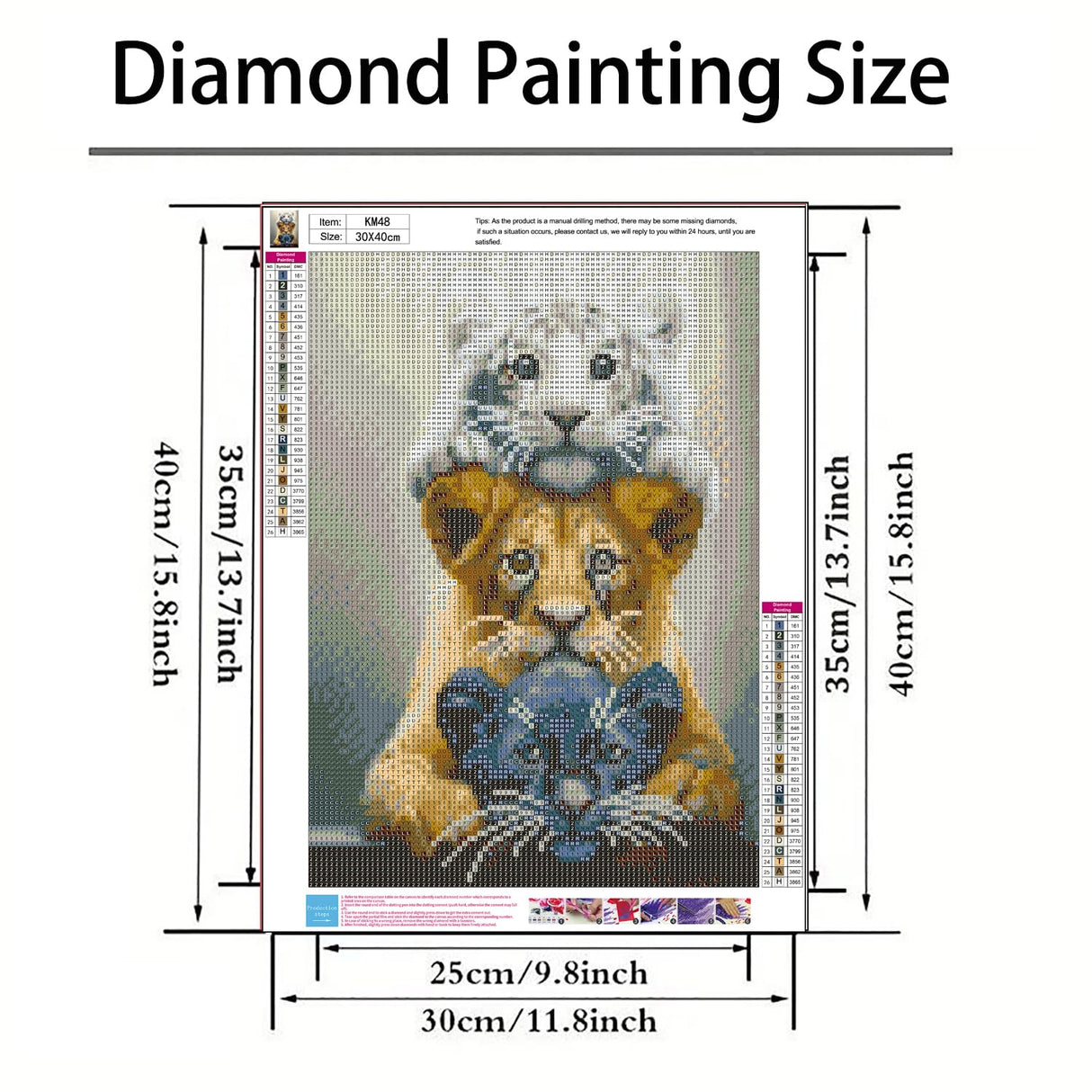 GXGLLPZBY DIY Tiger Animal Diamond Painting Kits, 5D Diamond Art for Beginners Adults, Round Full Drill Diamond dot Art Kits,Gem Art for Adults Home Wall Decor 11.8x15.8in GXGLLPZBY