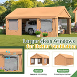 EROMMY 13' x 20' Heavy Duty Carport，Portable Garage with UV Protection & Steel Frame, Car Port with Removable Sidewalls, All-Season Car Canopy for Tractor, Truck, Boat, Yellow EROMMY