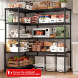 REIBII 5-Tier Heavy Duty Metal Wire Shelves, Industrial Style, 61.7"W x 72.4"H x 15.8"D, 1500 LBS Capacity, Adjustable, Rust Resistant, 2 Pack REIBII