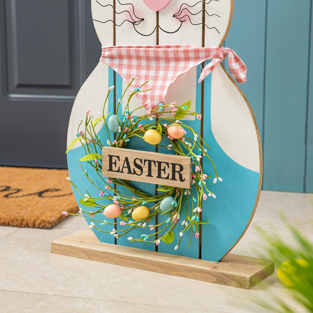 Glitzhome 30"H Easter Wooden Bunny Porch Decor，Standing Bunny Sign Decoration for Home or Yard glitzhome