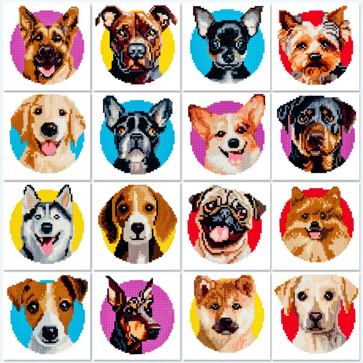LuwoArte 16 Pack Diamond Painting Kits for Adults – Dog Breeds-Themed Diamond Art Kits – Full Drill DIY Paint Gem Art for Adults – Brilliant 5D Diamond Painting Kit–Relaxing Craft for Home Wall Décor LuwoArte