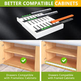 2 Pack Pull Out Cabinet Organizer 21" Deep Expandable Slide Out Drawer Organizers,No Drill Pull Out Drawers Adhesive with Nano Compatible Framed Cabinets Shelves For Kitchen Pantry Adjustable Width Mlinavn