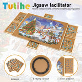 1000 Piece Rotating Puzzle Board with Drawers and Cover,23"x30"Portable Wooden Jigsaw Puzzle Table for Adults Portable,Lazy Susan Spinning Puzzle Boards Birthday Gift for mom Tutihe