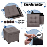 BRIAN & DANY Small Storage Ottoman Cube, Folding Ottoman with Storage, Foot Stool Seat with Wood Legs, for Living Room and Bedroom, 12.6"x12.6"x12.8" - Brown BRIAN & DANY