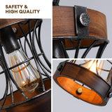 7PMBEANE Rustic Farmhouse Chandelier, Wood Small Pendant Light Fixtures, Modern Chandeliers for Dining Room, Kitchen Island, Office, Bedroom, 1-Light Chandelier for All Ceilings D 7.5" x H 8.8" 7PMBEANE