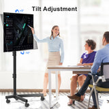 XINLEI Mobile TV Stand with Wheels for Most 21-60 Inch Flat/Curved Screens TVs, Height Adjustable Rolling TV Cart with Shelf, up to 77 lbs, Max VESA 400x400, ML55SE XINLEI