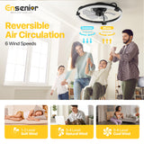 Ensenior 20'' Low Profile Ceiling Fans with Lights and Remote, Fandelier Ceiling Fan Flush Mount, APP Control, 6 Speed & 3000K-6500K Stepless Dimmable Small Ceiling Fan with Light for Bedroom - Black Ensenior