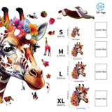 Woodemon Wooden Puzzles for Adults, Flowers and Giraffes (M-170pcs) Wooden Jigsaw Puzzles Kids, 11.6 * 9.9in Unique Shaped Animal Wood Puzzles Adults, Fathers Birthday Family Games Woodemon