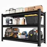Huhaneon Heavy Duty Garage Shelves - 48''W 1,650Lbs Metal Adjustable Storage Shelving Rack Units for Warehouse Kitchen Pantry Basement 3 Tier Black 47.2" W x 15.7" D x 36" H Huhaneon