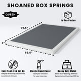 SHOANED Queen Size Box Springs - 3 Inch Low Profile Mattress Foundation No Noise Heavy Duty Metal Basics Bed Base with Clean Fabric Cover, Easy Assembly SHOANED