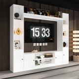 Homsee 4-in-1 Wall Unit TV Stand with Bookshelves for TVs up to 65", Modern Entertainment Center Media Console Table with Storage & Cord Management, White Homsee