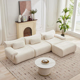 MAXMXX 117”L Shaped Modern Sofa Modular Sectional Cloud Couch with Ottoman,Oversized Boneless Sofa,3+1 Seater Chenille Deep-Seat Sofa with 3 Pillows,Suitable for Living Room or Bedroom(White) MAXMXX