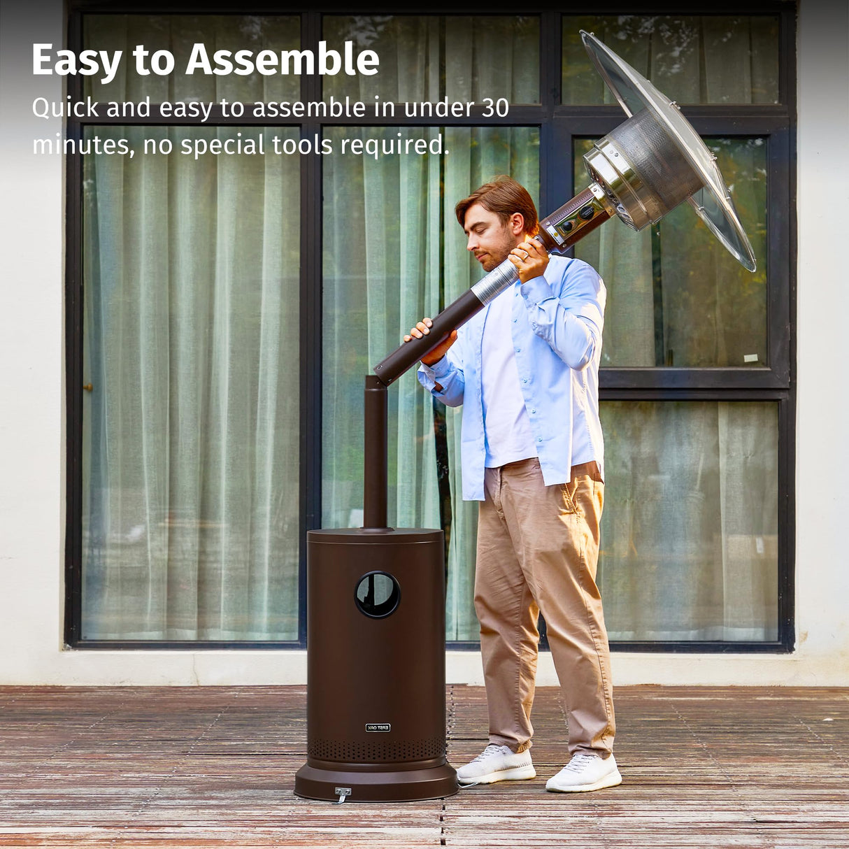 EAST OAK 50,000 BTU Patio Heater for Outdoor Use With Double-Layer Stainless Steel Burner, Round Table Design and Wheels, Outdoor Patio Heater for Commercial and Home, Bronze EAST OAK