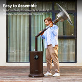 EAST OAK 50,000 BTU Patio Heater for Outdoor Use With Double-Layer Stainless Steel Burner, Round Table Design and Wheels, Outdoor Patio Heater for Commercial and Home, Bronze EAST OAK