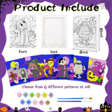 6 Packs Halloween Pre Drawn Stretched Canvas Paint by Numbers Kit with Framed Canvas brushes acrylic paint Halloween DIY Acrylic Landscape Oil Painting Arts Crafts for Beginners, Students, Party Favor Yizeda