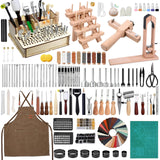 All-in-1 Leather Working Tools Kit for Beginners Professional, Starter Leather Tooling Crafting Working Making Tools and Supplies Kit Set for Adult, Include Leather Pony, Stamping Punching Tools intonly