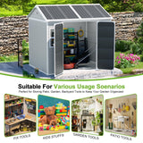 8X6 Shed Plastic Outdoor Storage with Floor & Lockable Doors, All Weather Resin Lean to Sheds with Window and Vents, Garden Tool Cabinet for Bike,Toy, Lawnmower WACASA