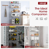 Sakugi Storage Shelves - 5 Tier Shelf Organizer, Heavy Duty Garage Shelving Unit with Leveling Feet, Stable Metal Shelves Organizer for Pantry, Kitchen and Closet, 33.0" W x 12.6" D x 72.0" H, Silver Sakugi