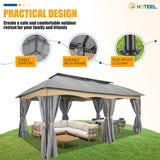 HOTEEL Gazebo 12x20, Outdoor Gazebo on Clearance with Double Ventilated Flat Roof, Privacy Curtains & Mosquito Netting, Easy Set up Canopy Tent with Stable Metal Frame for Patio, Gray (Upgraded 2.0) Hoteel