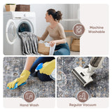 Runner Rug Hallway Runner Rug Washable Kitchen Runner Rugs with Rubber Backing 2'6''x8' 100% Polyester Vintage Rug for Entryway Indoor, Kitchen, Laundry, Bedroom (Grey and Brown) Rugcomf