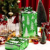 Merture 3 Rolls Christmas Wrapping Paper Set - 17 inch x 120 inch per Roll - Red, Green, Gold Metallic Gift Wrap With Reindeer, Christmas Tree, Snowflake, Dahlia Design Merture