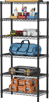 SINGAYE 6 Garage Heavy Duty Shelving Unit Kitchen Pantry Close Home Organizers and Storage Bathroom Shelf Laundry Room Organization Industrial Book Metal Wire Adjustable Shelves SINGAYE