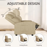 zzlay Recliner Chair for Living Room, Modern Adjustable Home Theater Seating Single Sofa Manual Push Back Armchair with Soft Linen Upholstery & High Backrest for Small Spaces, Linen-Cream zzlay
