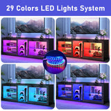 chartustriable LED TV Stands W/Power Outlet for 50 55 60 65 70Inch TV,Black Entertainment Center W/70000-Colors Lights,High Gloss LED TV Console w/Adjustable Glass Shelves for Living Room Gameroom chartustriable