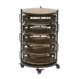 Deco 79 Metal Kitchen Storage Cart Rolling Circular 6 Shelf with Adjustable Shelves, 17" x 17" x 28", Brown Deco 79