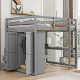 Harper & Bright Designs Full Size Grey Loft Bed with Wardrobe, Desk, and Storage Solutions Harper & Bright Designs