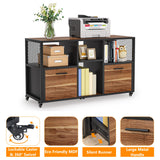 Tribesigns 2 Drawer Wood File Cabinets, Modern Mobile Lateral Filing Cabinet for Letter/ A4 Size, Printer Stand with Open Storage Shelves and Drawer for Home Office, Rustic Walnut Tribesigns