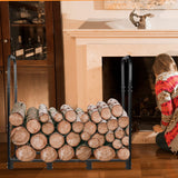 CONNOO 4ft Firewood Rack Stand Heavy Duty Firewood Log Rack Holder Fireplace Wood Storage Holder for Indoor Outdoor Metal Pile Log Stand Stacker Holder, Matte Black CONNOO
