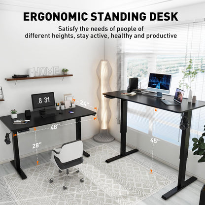 Win Up Time Electric Standing Desk Whole Piece Desktop Height Adjustable Desk- Standing Computer Desk, Sit to Stand Desk, Electric Stand Up Desk on Wheels