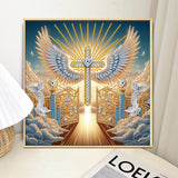 Special Shape Diamond Art Kits for Adults, 5D Religious Diamond Painting Kit with Cross, Ethereal Wings & Celestial Gate, DIY Crystal Rhinestones Painting for Home Wall Decor Gift 11.8 x 11.8 inch antor
