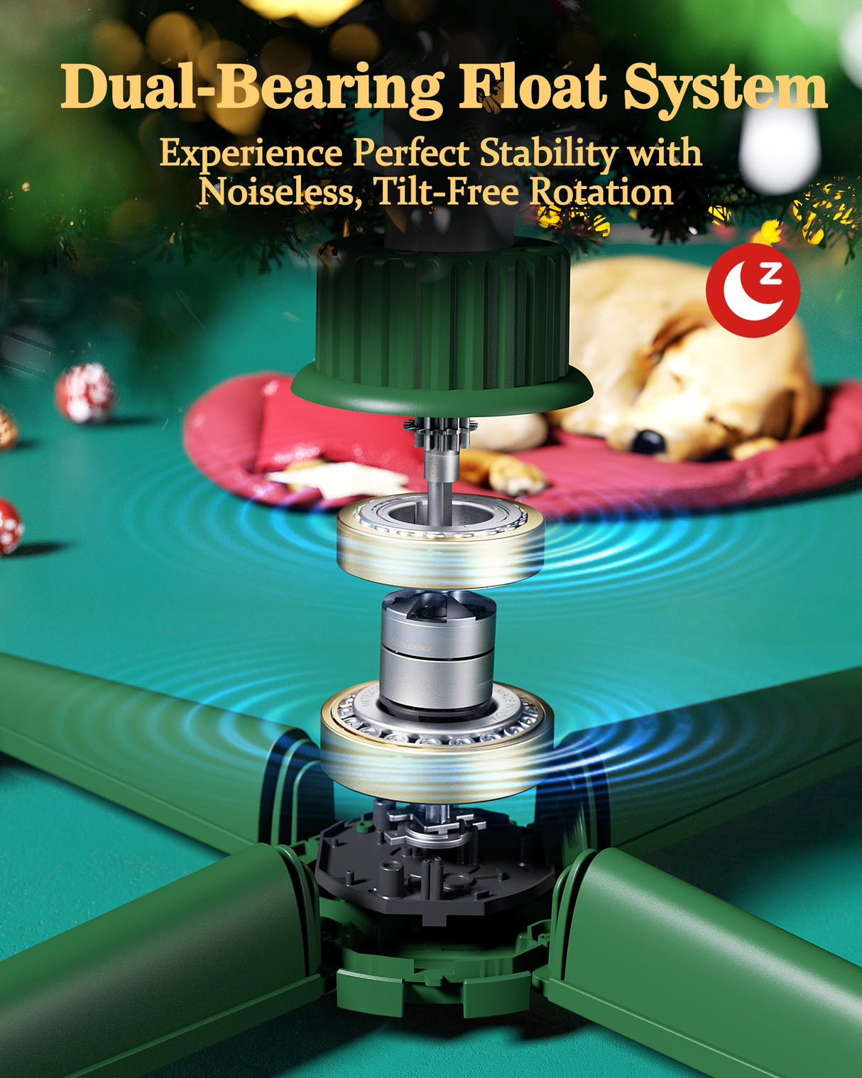 Musical Rotating Christmas Tree Stand, UL Certified Up to 9ft 120 lb Artificial Christmas Tree with Speaker, Spinning Stand with Remote, Fit for 1.25-2" in Tree Poles - 800W Springlift