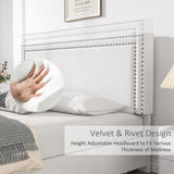 VECELO Full Size Upholstered Platform Bed Frame with 4 Storage Drawers, Adjustable Velvet Rivets Headboard, Wooden Slats Support, No Box Spring Needed, Easy Assembly VECELO