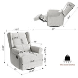 May in Color Swivel Recliner Chair with Extra Large Footrest, Comfy Upholstered Glider Rocking Chair for Living Room, Bedroom and Ofice, Grey May in Color