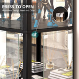 WEQUB Corner Display Cabinet with Glass Doors, 4 Tier Corner Shelf with LED Lights, 68" Display Case for Collectibles, Toys, Books, Curio Storage Cabinet, Black WEQUB